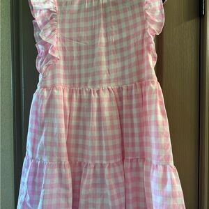 Entro Pink Checkered Dress with Ruffles